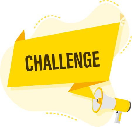 Hand Holding Megaphone with challenge.